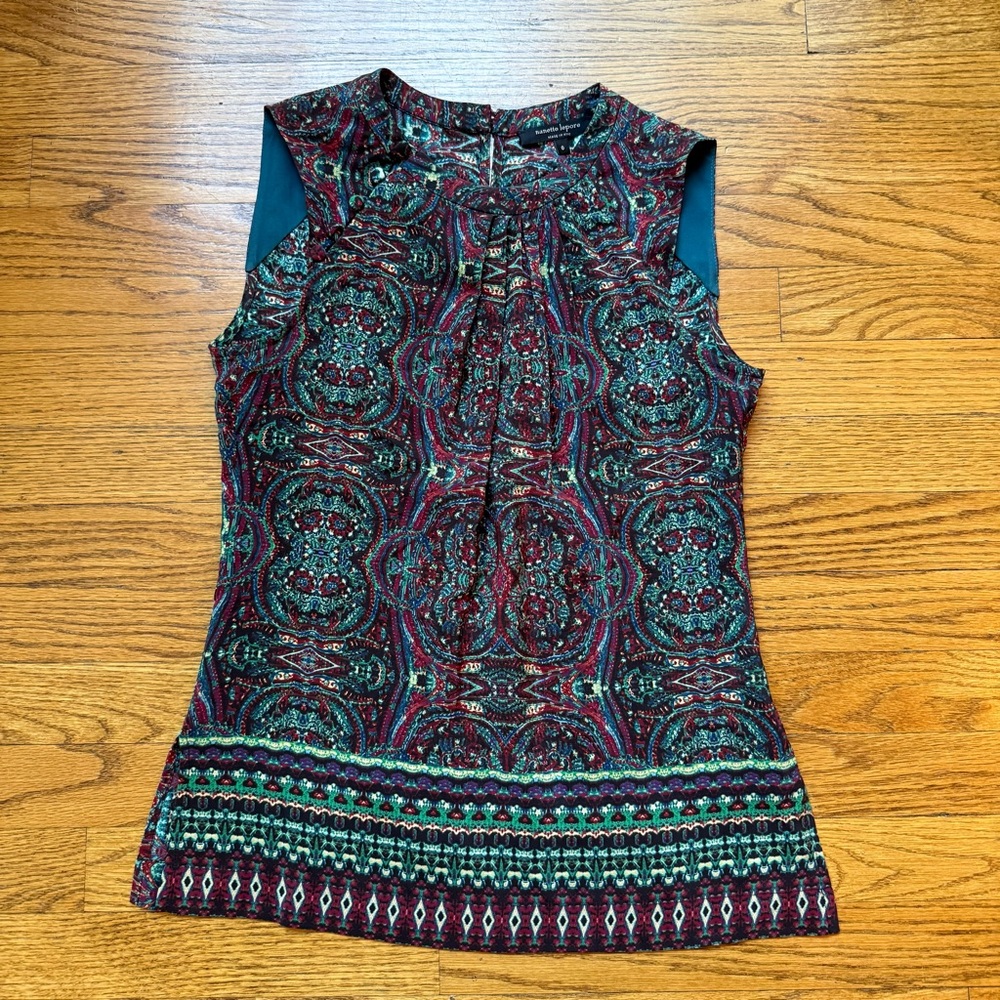 Nanette Lepore Blue, Green, and Red Patterned Tank Top